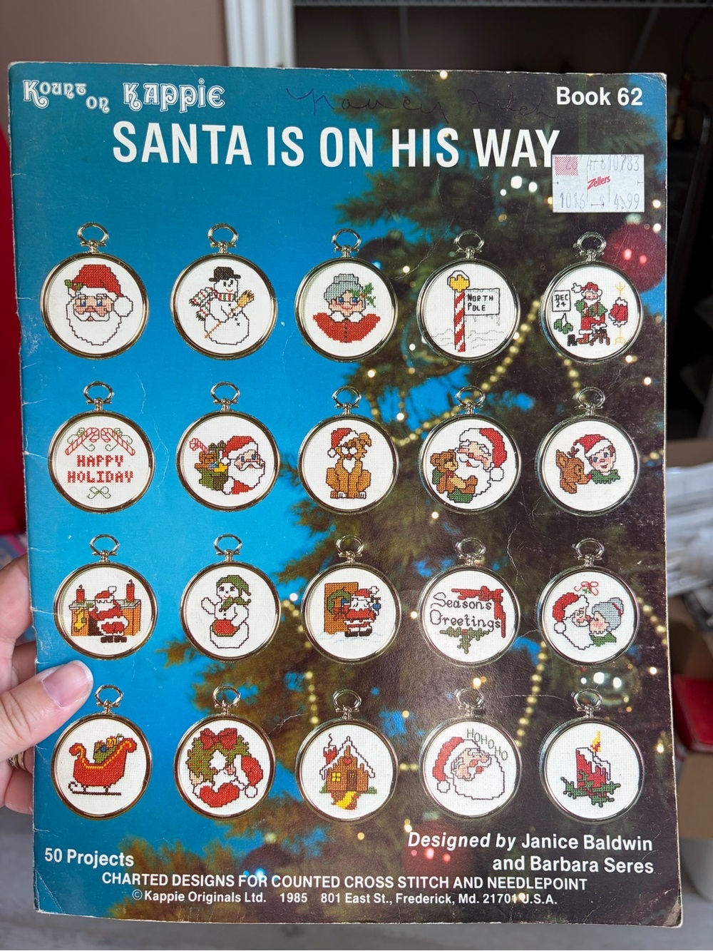 4/$50 Kappie Santa Is On His Way Cross Stitch Pattern Book - Blue
